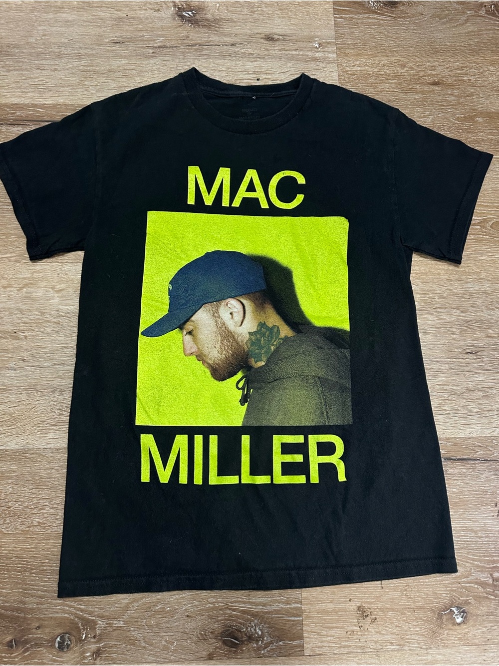 Mac Miller Graphic Tee - Black with Neon Yellow Print